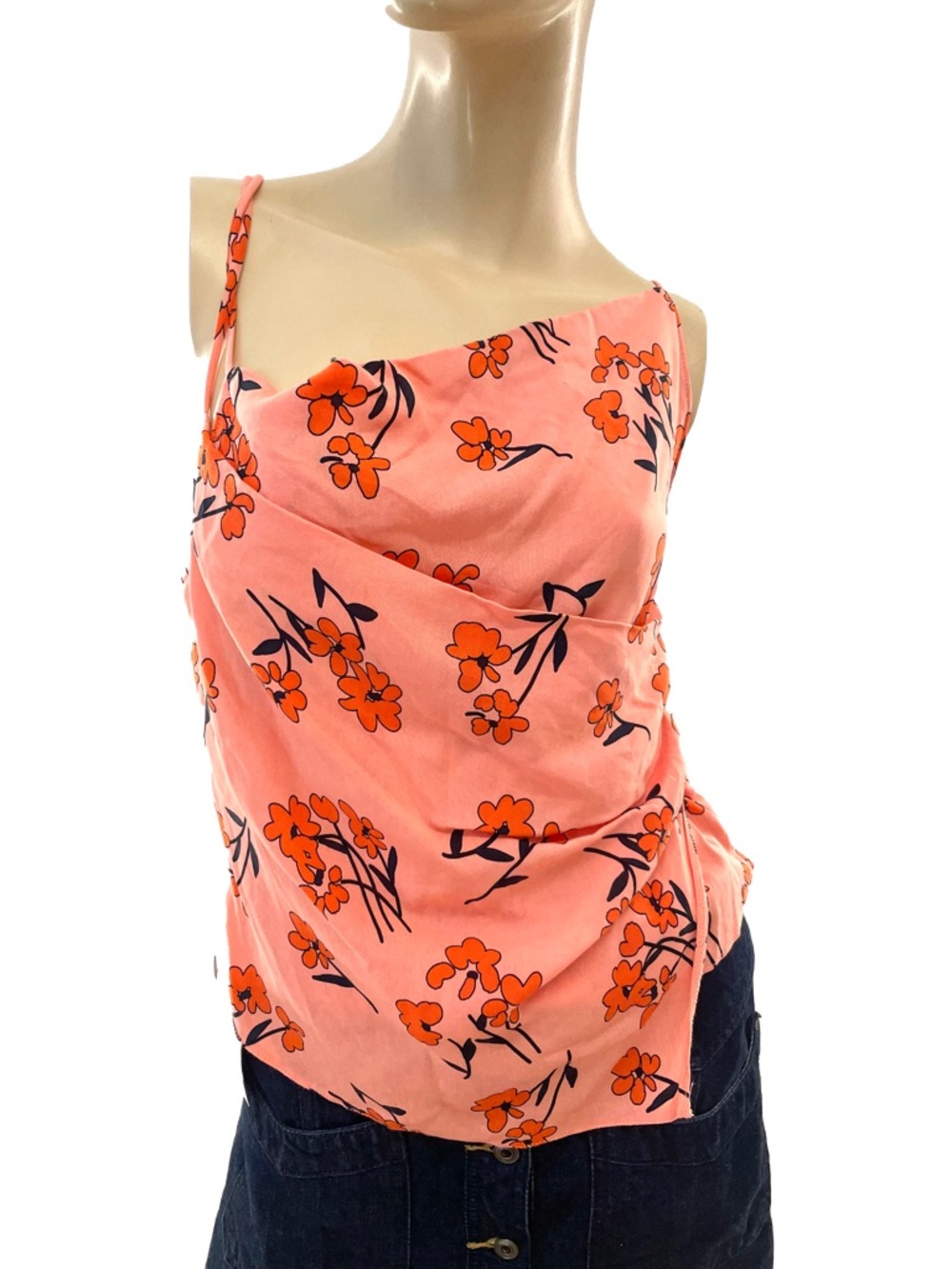 Topshop- Pink and Orange Floral Cowl Neck Camisole- US 6